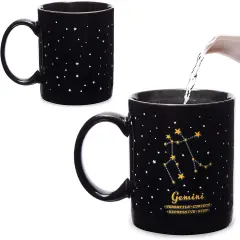 11-Ounce Color Changing Mug with Gemini Zodiac Astrological Sign Design (Black)