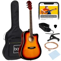 Best Choice Products 41in Full Size Beginner Acoustic Guitar Set with Case, Strap, Capo, Strings Sunburst