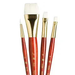 Princeton Real Value White Taklon Short Handle Brush Set-4/Pkg