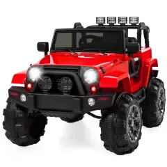 Best Choice Products 12V Kids Ride On Truck Car w/ Remote Control, Spring Suspension, Bluetooth, LED Lights Red