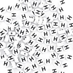 300Pcs Round Letter Pony Beads for Friendship Bracelets Making 4X7mm Individual White Alphabet Beads H