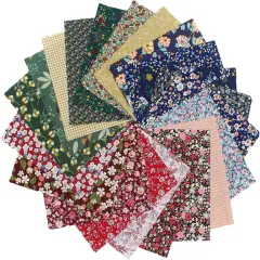 10x10 - 42pc Dark Floral Cotton Precut Fabric Bundle for Quilting