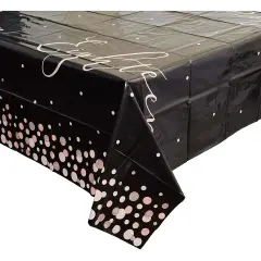 Sparkle and Bash 18th Birthday Plastic Table Covers (3 Pack) 54 x 108 Inches Black