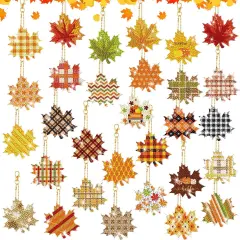 DIY Maple Leaf Fall Diamond Painting Keychain Ornaments Kits for Adults