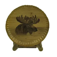 Rustic Handcrafted Wooden Carved Moose Bar Stool 24 in.