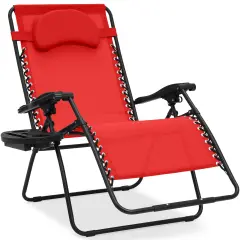 Best Choice Products Oversized Zero Gravity Chair, Folding Outdoor Patio Recliner w/ Cup Holder Crimson Red