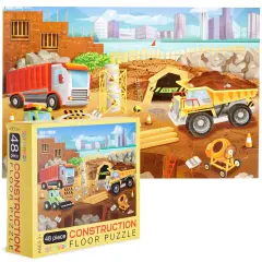 48 Piece Jumbo Floor Puzzle for Kids Ages 4-14, 2x3 Feet Giant Jigsaw Puzzles for Toddler Preschool Learning, Construction