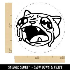 Ugly Crying Cat Watery Eyes Tears Self-Inking Rubber Stamp Crafting Planners Fuchsia