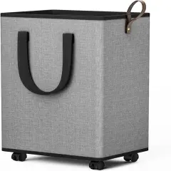Laundry Basket with Wheels, Collapsible Laundry Baskets, Laundry Hamper with Handles Detachable Wheels, Rolling Laundry Basket, Dirty Clothes Hamper