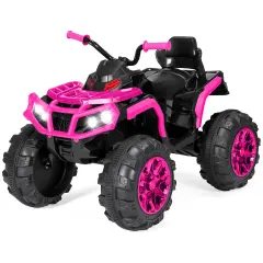 Best Choice Products 12V Kids Ride-On ATV Quad w/ Bluetooth, 3.7mph Max, Treaded Tires, LED Lights, Radio Hot Pink