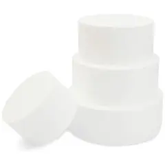 4 Tier Round Foam Cake Dummy Set, 5" 6" 7" 8" Fake Wedding Cake Dummies for Display, Decorating, 12" Tall Dummies (White)