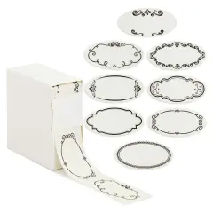 300 Piece Dissolvable Labels for Food Containers and Mason Jars, Stickers in 8 Designs for Labeling Kitchen and Pantry Canning Jar Labels, and Food Storage Containers (1 x 2.25 Inches) White