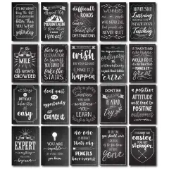 20 Pack Motivational Posters - Chalkboard Design - Inspirational, Positive Quotes for School Classroom Wall Decoration Sign, Growth Mindset Posters, Teacher Supplies, Bulletin Boards Gifts 13x19 inch Black
