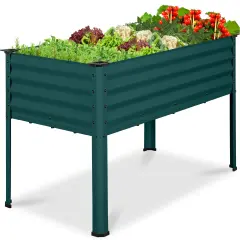 Best Choice Products 48x24x30in Elevated Galvanized Metal Garden Bed w/ Corner Protectors Peacock Blue