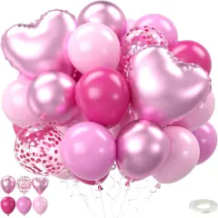 12 Inch 50Pcs Hot-Pink Pastel Balloon (Pink Heart)