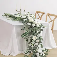 Eucalyptus and Willow Leaf Garland with Artificial Flowers