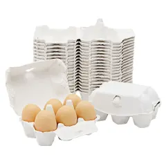Juvale 20 Pack 1/2 Dozen Empty Egg Cartons for Chicken Eggs, Half dozen Egg Holder for Farmers Market, Home Grown Tray, Arts and Crafts, Hold 6 Eggs each, White