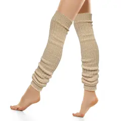 Wrapables Over The Knee Long Wool Blend Leg Warmers, Cream