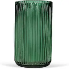 Flower Vase 7.6 Inch Green Thickened Glass Vase for Lego Flowers,Bookshelf,Dinner Table,Office Desktop,Meeting Room,Bathroom,Countertop,Home Christmas Day Decoration