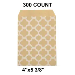 Standard White Paper Merchandise Bags 4" x 5 3/8" Quatrefoil