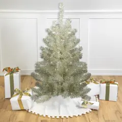 Northlight 3' Metallic Platinum Artificial Tinsel Christmas Tree - Unlit Silver