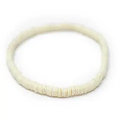 The Bead Chest Boho Stretch Bracelet, Pastel Yellow - Stackable African Vinyl Heishi, Unisex for Men & Women