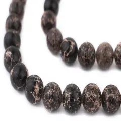 The Bead Chest Black Sea Sediment Jasper Beads 12mm Round Gemstone 16 Inch Strand