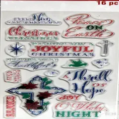 Recollections Christmas Faith Sentiments Clear Cling Stamps Set-16 Pieces