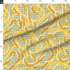 Various Fabrics by the Yard or Fat Quarter Hawaii Palaka Lei Floral Green Yellow Orange Sage Aloha Traditional Hawaiian Custom Printed Fabric by Spoonflower