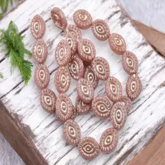 *10* 14x11mm Platinum Washed Dusty Pink Mystic Eye Beads