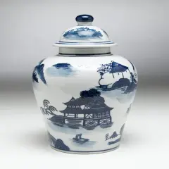 AA Importing 59731 Blue And White Ginger Jar With Lid