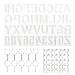 Alphabet Number Silicone Resin Mold Tray Kit, Epoxy Letters Keychains for Crafts Clear