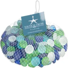 Flat Marbles Vase Filler - 3 Lb (315 pcs) Aqua White Cobalt & Green Glass Pebble Vase - Clear Glass Stones for Vases - Flat Glass Marble for craft and Home d&eacute;cor - Aquarium Glass Marble filler