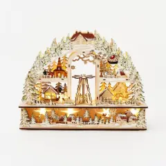 Bavarian Christmas Village - Wooden Two Tier Village Scene with LED