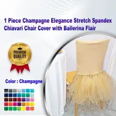 1 Piece Champagne Elegance Stretch Spandex Chiavari Chair Cover with Ballerina Flair