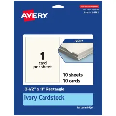 Avery 8-1/2" x 11" Rectangle, Matte Ivory Cardstock