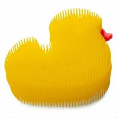 Norpro Silicone Dish Brush - Double Sided Multi Use Veggie Scrubber Pot Holder - Yellow (Duck)
