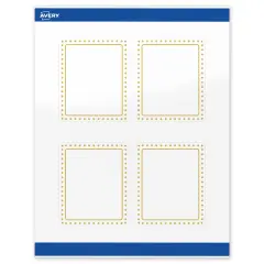 Avery Printable Rectangle Labels, Gold Border with Gold Dots, 4" x 3-1/3", Glossy White Rectangle Labels, Permanent, Laser/Inkjet, 40ct, Great for Product Labels