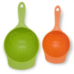 Handy Housewares Colander Set - 2 Piece Nesting Mini Colanders for Berries, Pasta, Veggies - Small Plastic Strainers, Dishwasher Safe