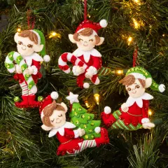 Bucilla Felt Ornaments Applique Kit Set Of 4-Merry Elves