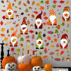 123 Pcs Fall Gnomes Wall Stickers Decals - 6 Sheets (Harvest Style)