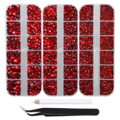 7000pcs+ Flatback Glass Hotfix Iron On Rhinestones Crystal for DIY Making with 1 Tweezer & 1 Picking Pen for Shoes, Clothes, Face Art, Bags, Manicure (Siam, 5-Sizes)