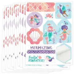 Big Dot of Happiness Mermaid Party Favor Sticker Sheet Sets, Mermaid Birthday Party Favors for Girls - 12 Sheets - 120 Stickers