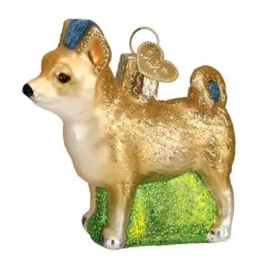Old World Christmas 2.5 Inch Chihuahua Christmas Tree Ornament , Small Dog Breed Gold