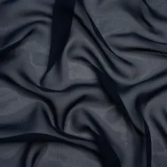 1 Yard Navy Blue Silk Georgette Designer Deadstock Lightweight Fabric 55 inch Width