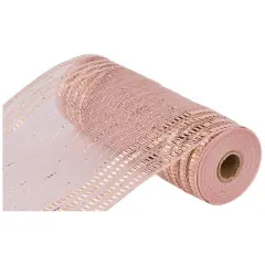 10" Metallic Foil Border Mesh Ribbon: Rose Gold (10 Yards)