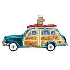 Old World Christmas 2.5 Inch Surf's Up Wagon Tree Ornament , Woody Ornament Blue