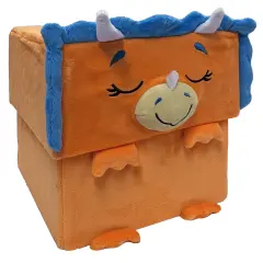 Happy Nappers: Adorable Storables -Dino Triceratops- Brown/Blue- 8&rdquo; Character Box & Surprise 8&rdquo; Plush Toy, Weighted Paws, Square Storage Bin, Kids 1+