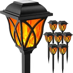Solar Flickering Flame Outdoor Lights - 8 Pack Warm White