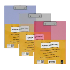 Acrylic Clipboards 9x12 in. A4 &ndash; Assorted Colors &ndash; 36 Count